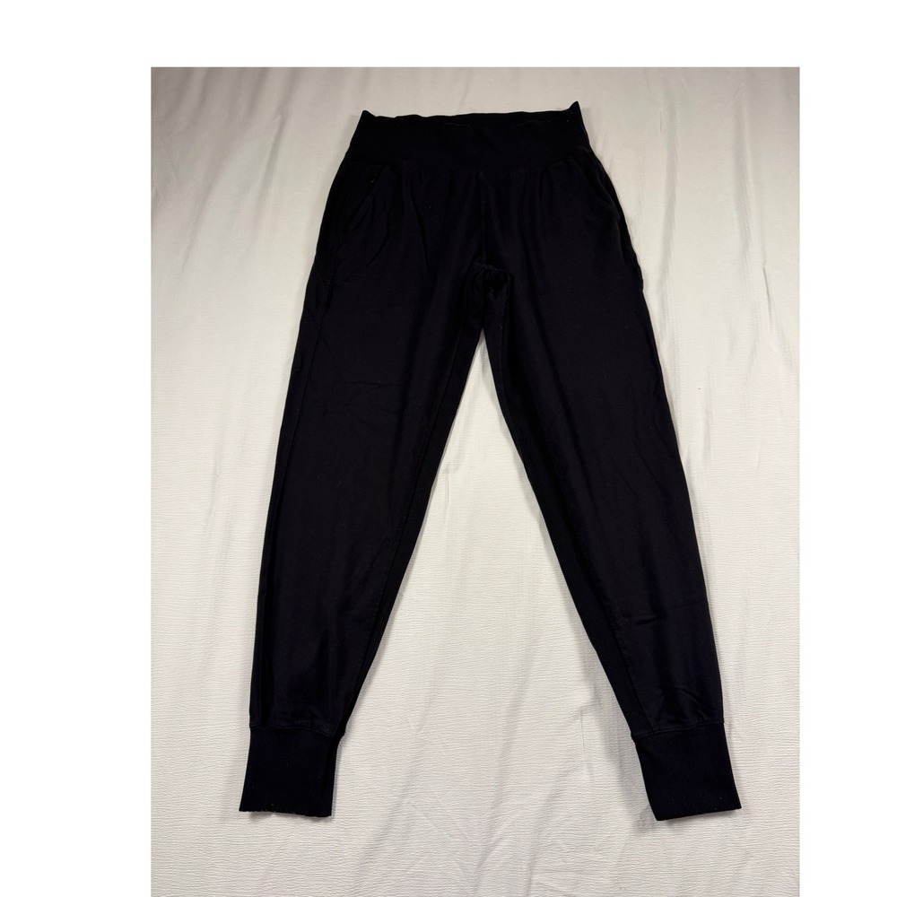Athleta Venice Jogger Pants Black High Waisted Ribbed Cuff Womens Size MT Tall